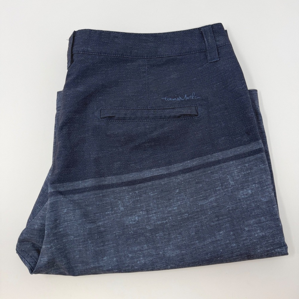 TravisMathew Mens 36 Hybrid Golf Shorts Navy Blue Colorblock Performance Stretch